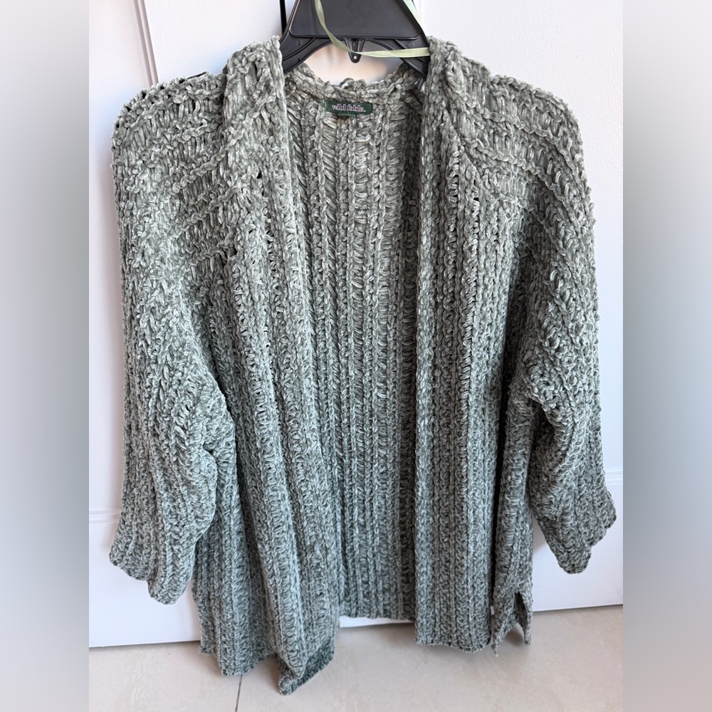 wild fable Sage Green Chunky Open-Front Cardigan